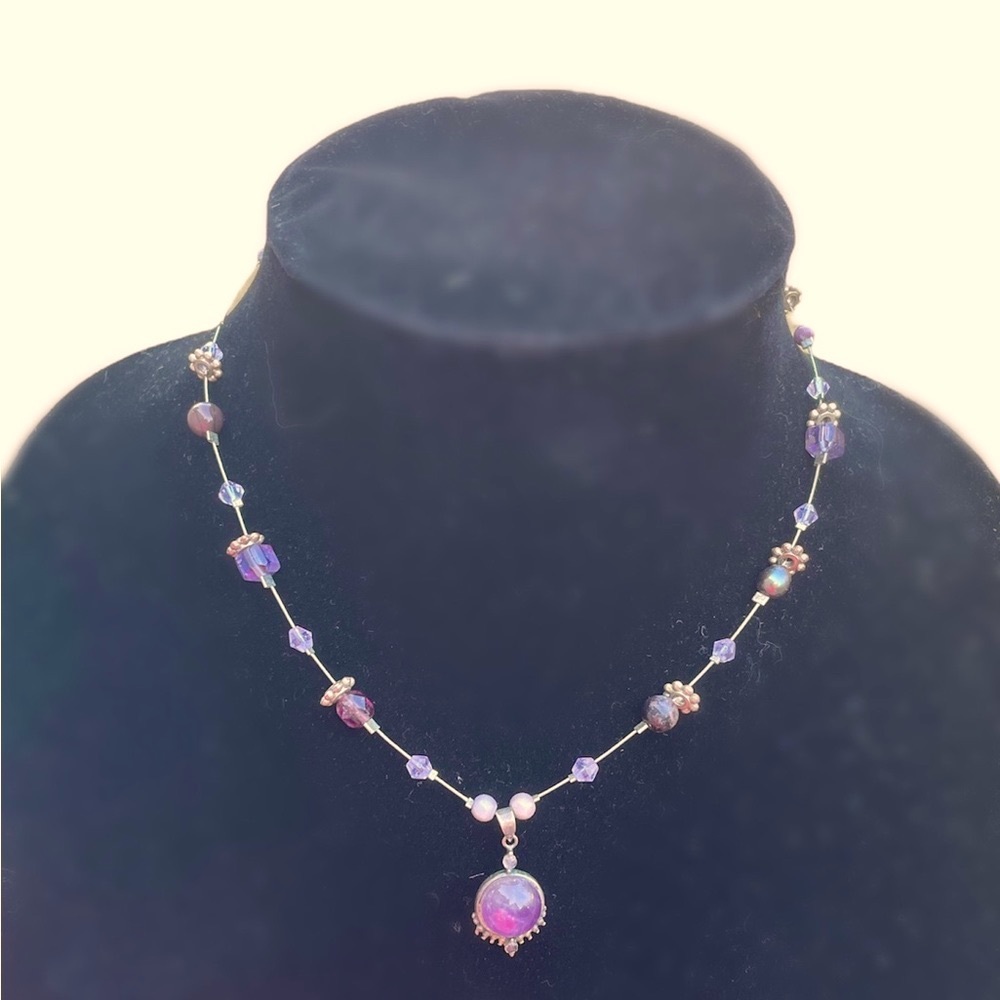 Hand crafted purple beaded necklace